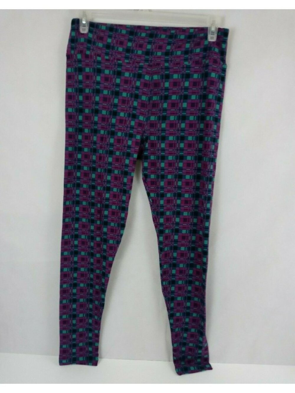 New LuLaRoe Tall & Curvy Leggings With Purple & Jade Plaid Design